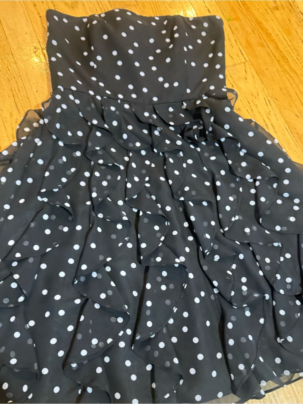 White House Black Market Black and White Polka Dot Ruffled Dress - Kids